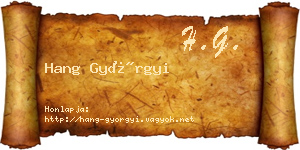 Hang Györgyi névjegykártya